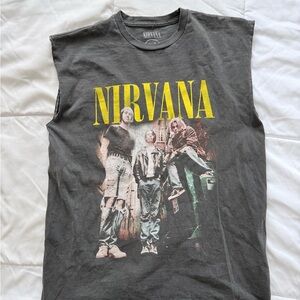 NIRVANA Gray Tank Top with Yellow Logo